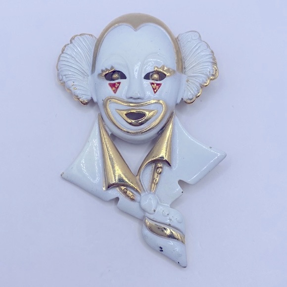 Large Vintage Enamel Clown Brooch - Picture 1 of 6